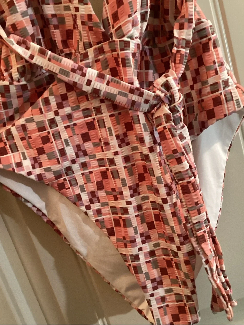 l*space Pink Multi Square-Print One-Piece Swimsuit multi ways to wear NWT LARGE